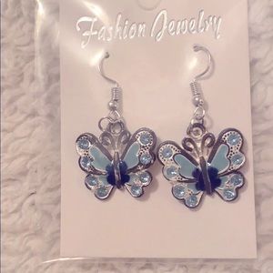 Blue butterfly earrings